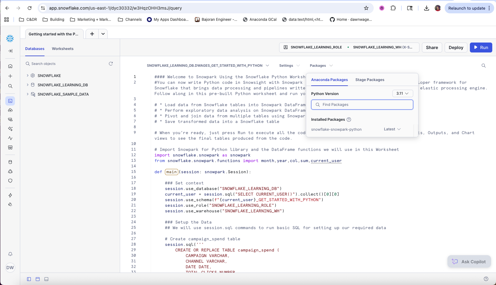 Picking Packages in Snowflake Workspace - Screenshot 2025-09-29 at 7.56.38 AM
